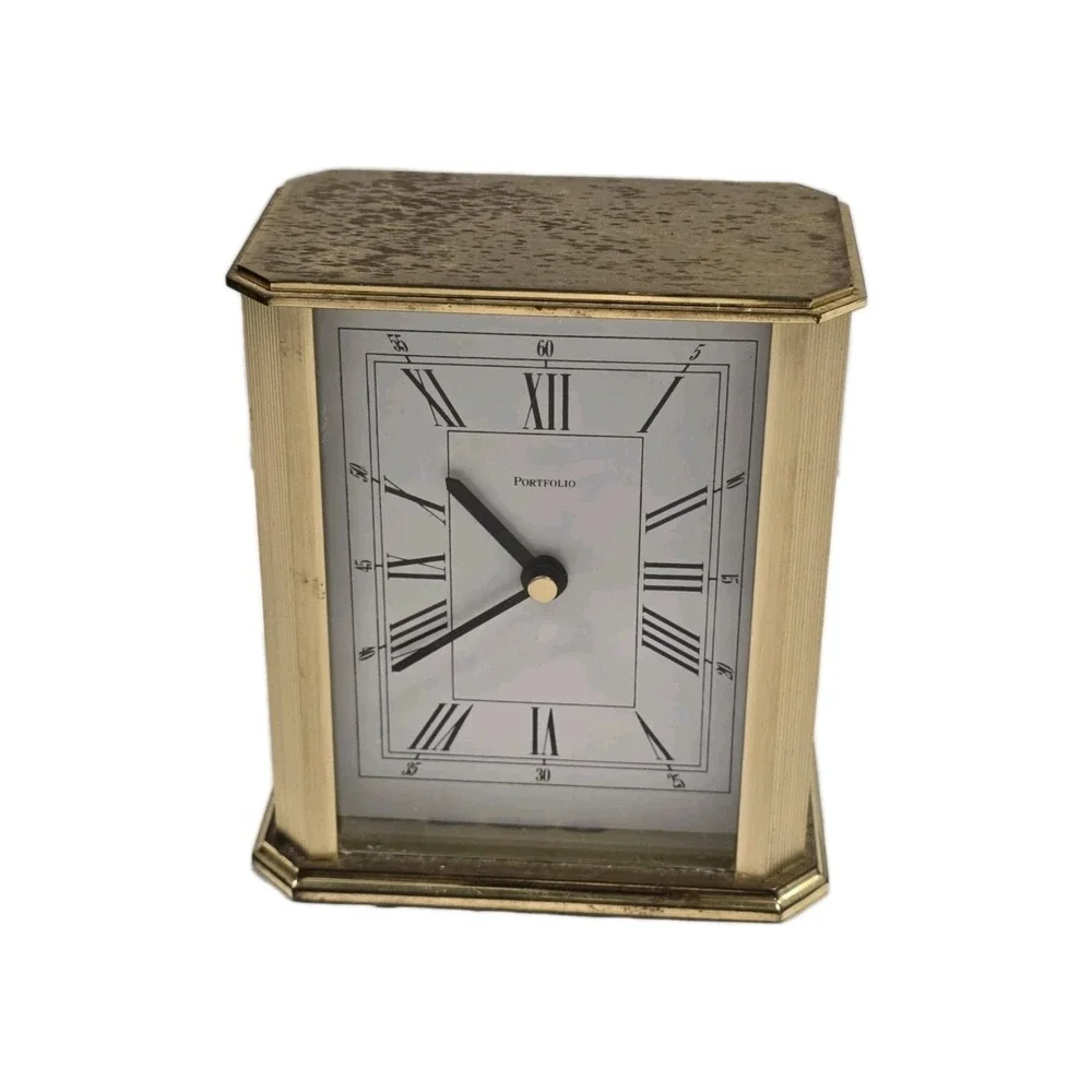 Tiffany & Co‎ Solid Brass Quartz Desk Clock Quartz Movement